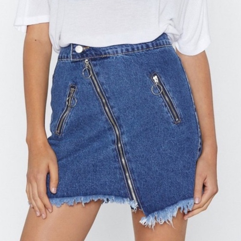 Nasty Gal asymmetrical denim skirt